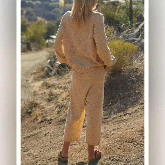 Free People Gio Knit Lounge Sweater Set Heather Yellow Size Medium - Picture 2 of 11